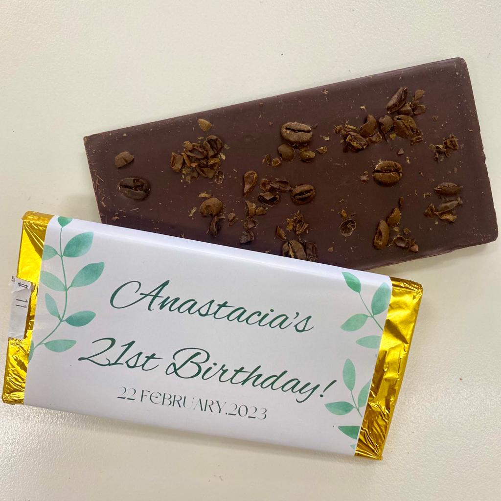 Personalised Vegan Koko Moka Dark Chocolate Bar