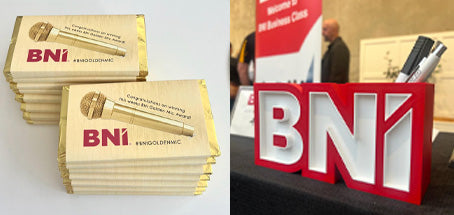 BNI Golden Mic Chocolates & BNI Pen Holder Bundle